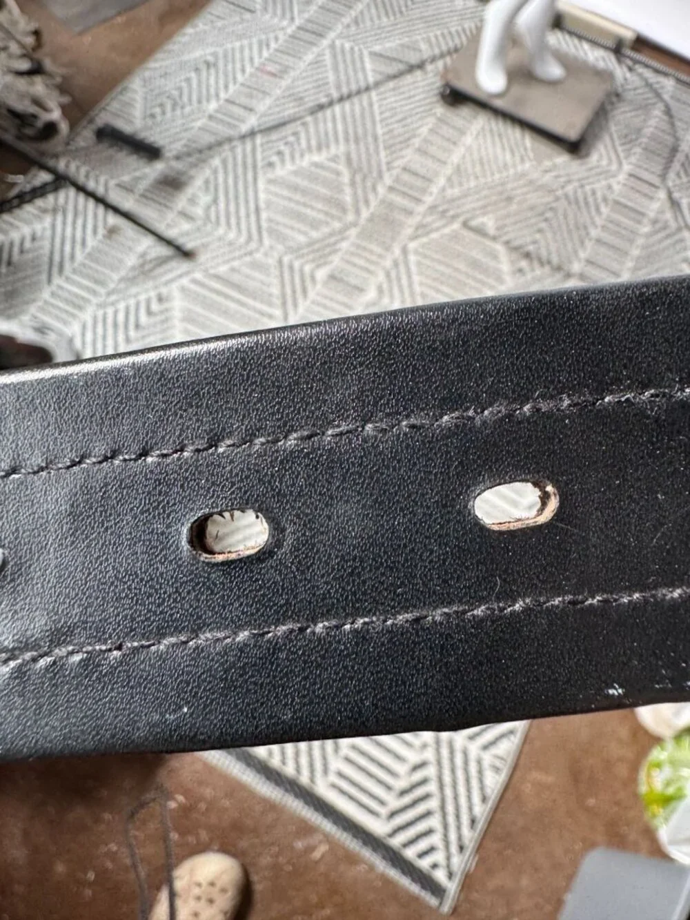 Handcrafted Leather Belt With Colorful Woven Inlay & Silver Buckle - Size 32
